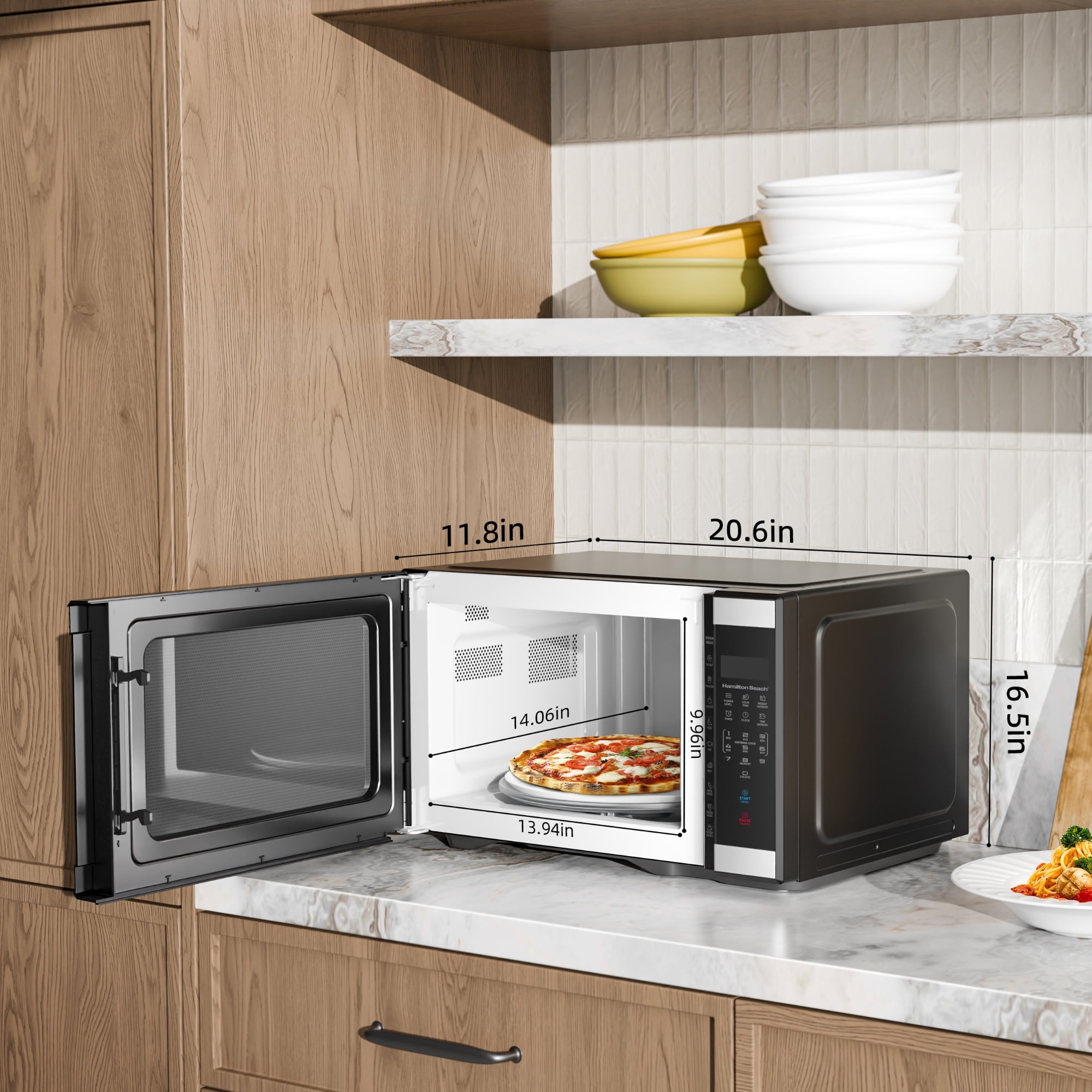 Hamilton Beach 1.1 Cu Ft Countertop Microwave Oven, Stainless Steel