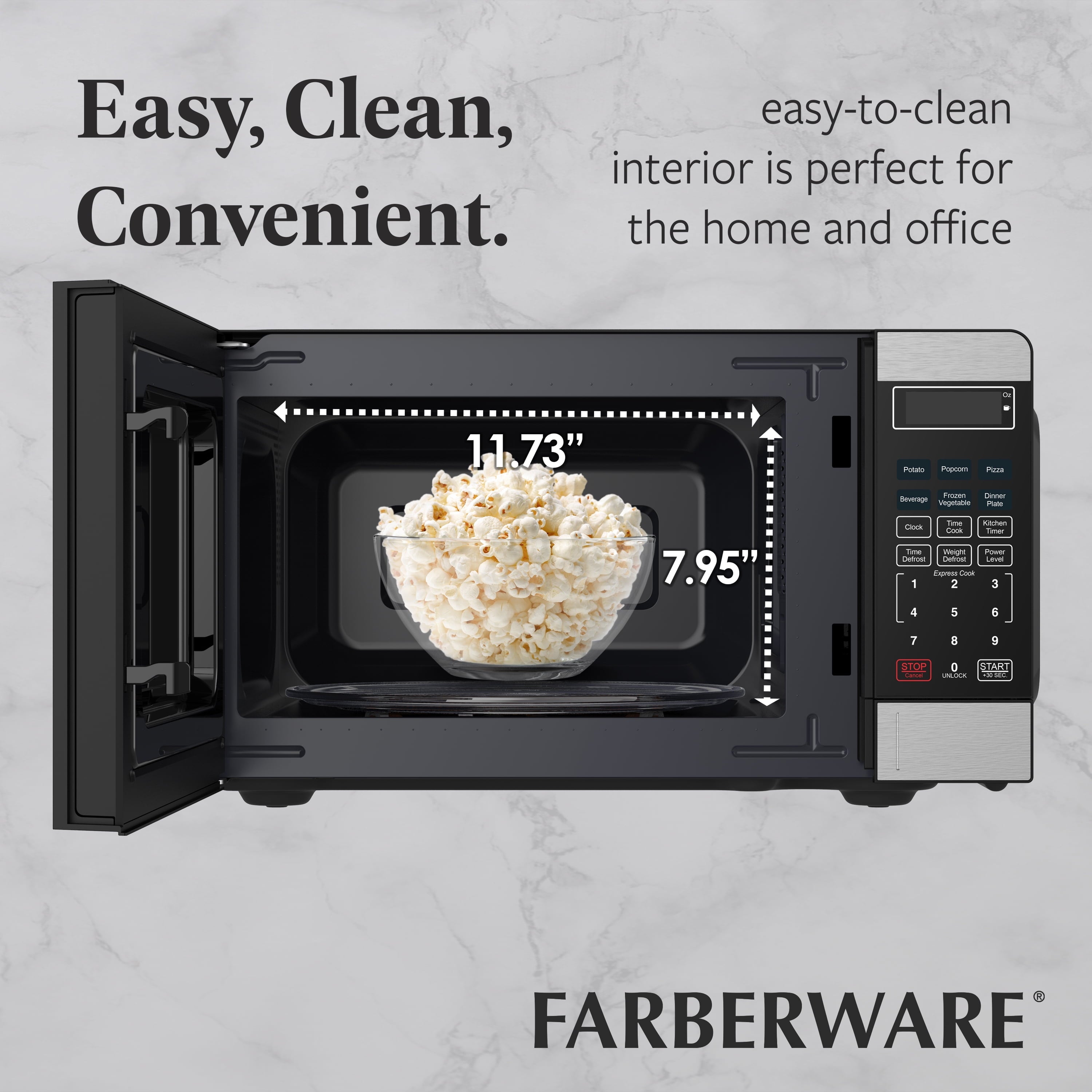 Farberware 0.7 Cu. Ft Compact Microwave Oven, 700W, Stainless Steel