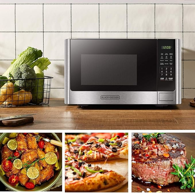 BLACK+DECKER 0.9 Cu.ft Countertop Microwave Oven in Stainless Steel