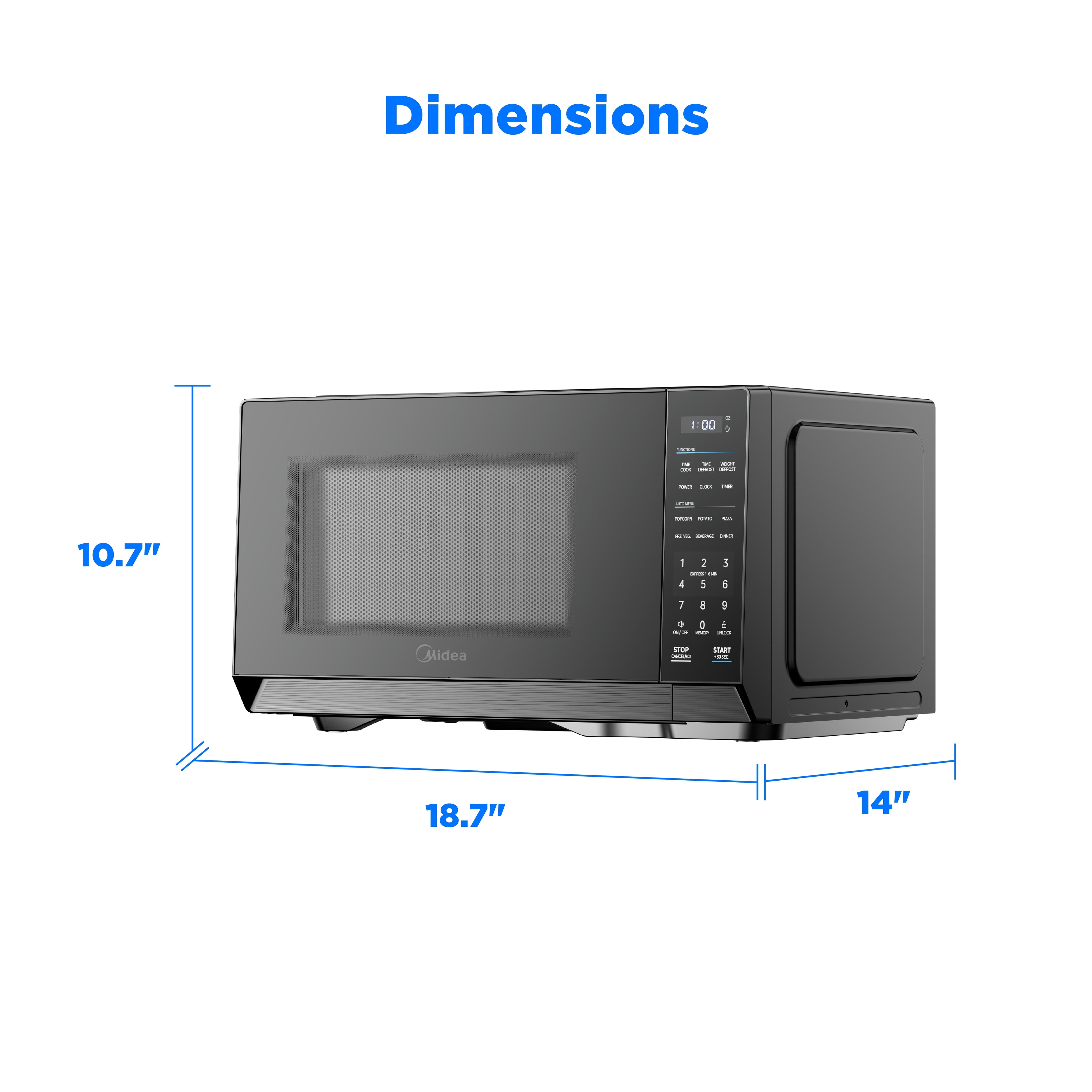 Midea Countertop Microwave Oven, 0.9 Cu Ft, 900 Watts, 11 Power Levels, Compact, Black