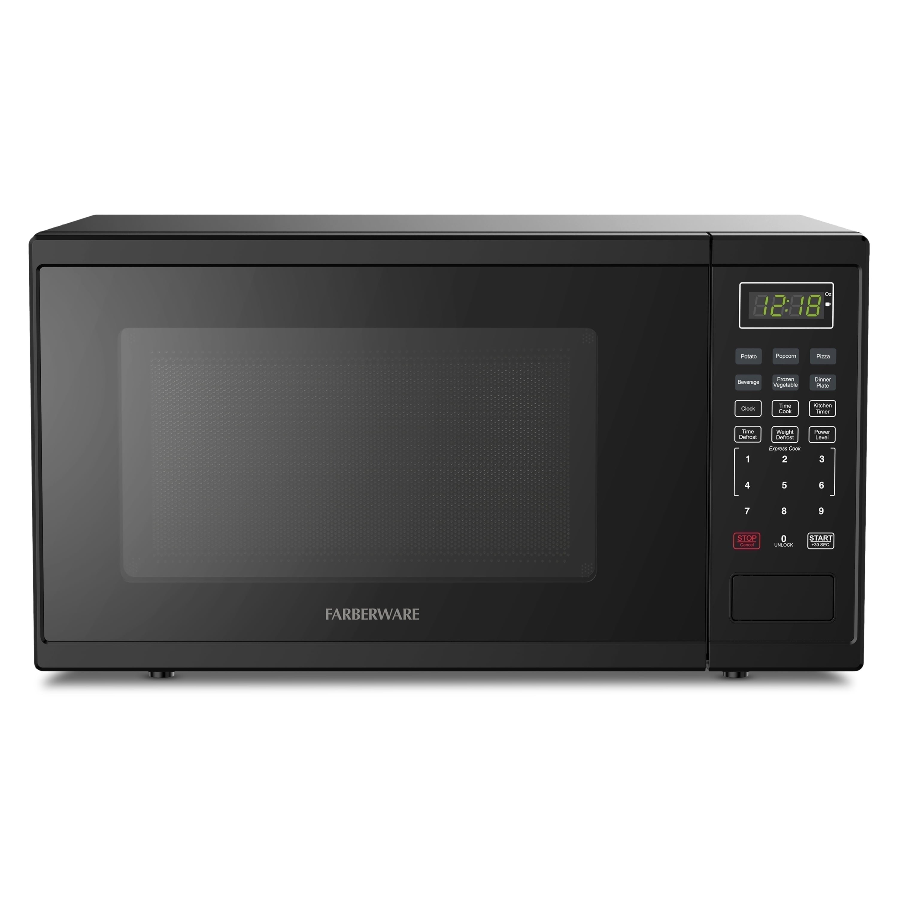 Farberware 1.1 Cu. Ft. 1000-Watt Microwave Oven – Digital Control, 10 Power Levels, One-Touch Cooking, Defrost, Child Safety Lock, Black