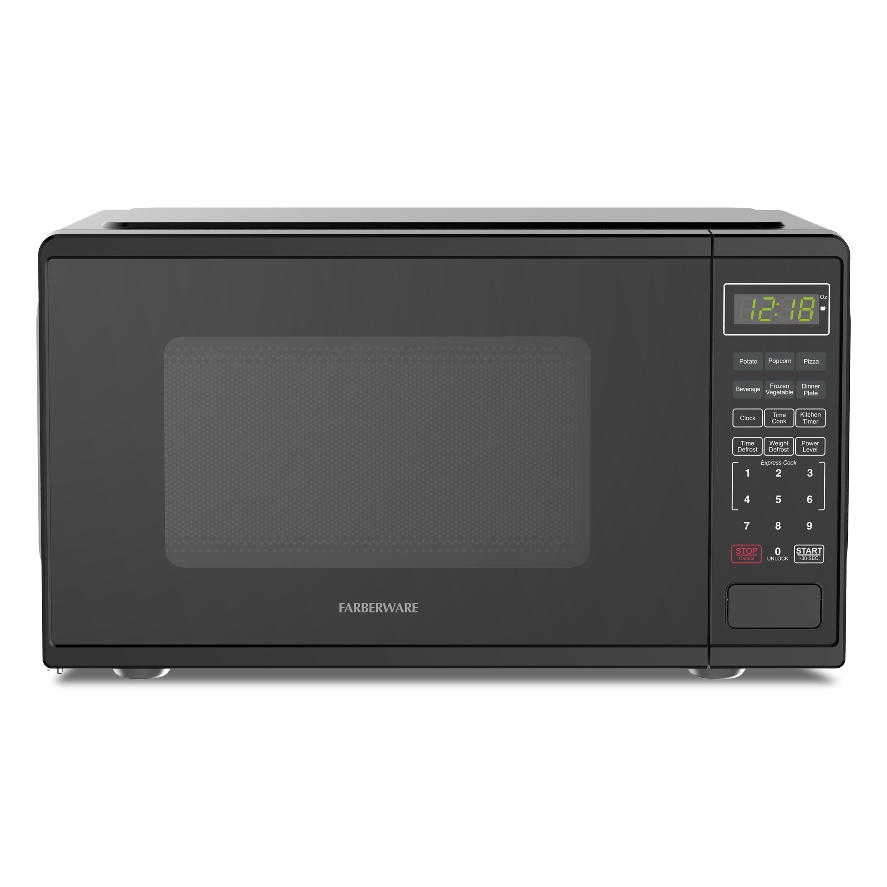Farberware 1.1 Cu. Ft. 1000-Watt Microwave Oven – Digital Control, 10 Power Levels, One-Touch Cooking, Defrost, Child Safety Lock, Black