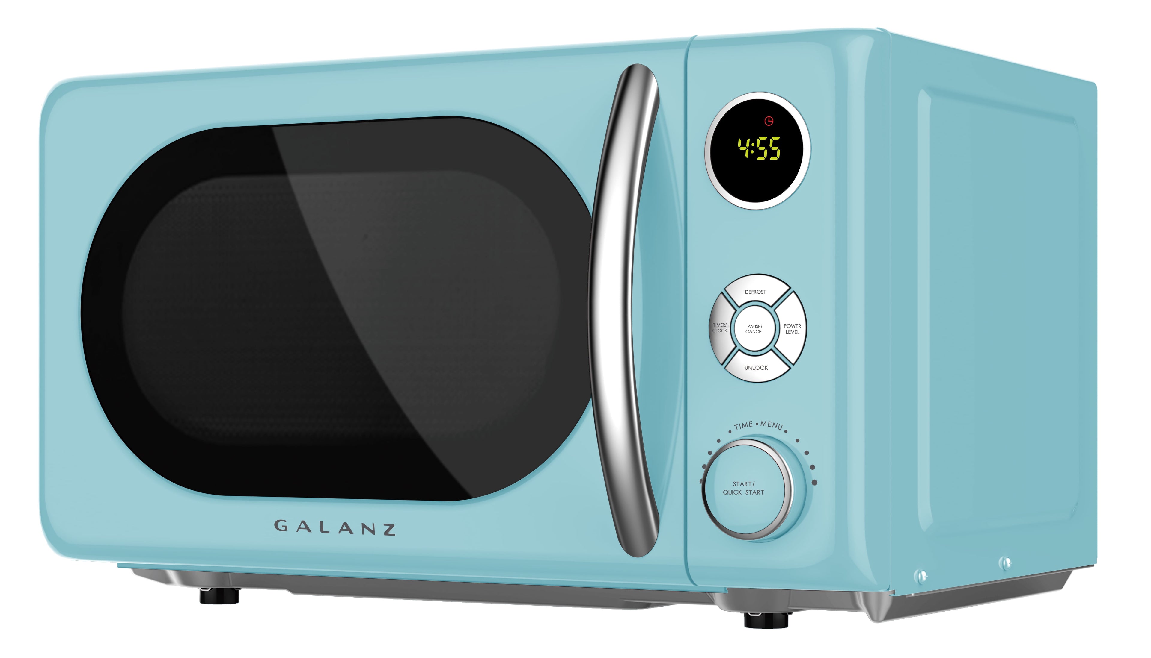 Galanz 0.7 Cu ft Retro Countertop Microwave Oven, 700 Watts, Blue, New