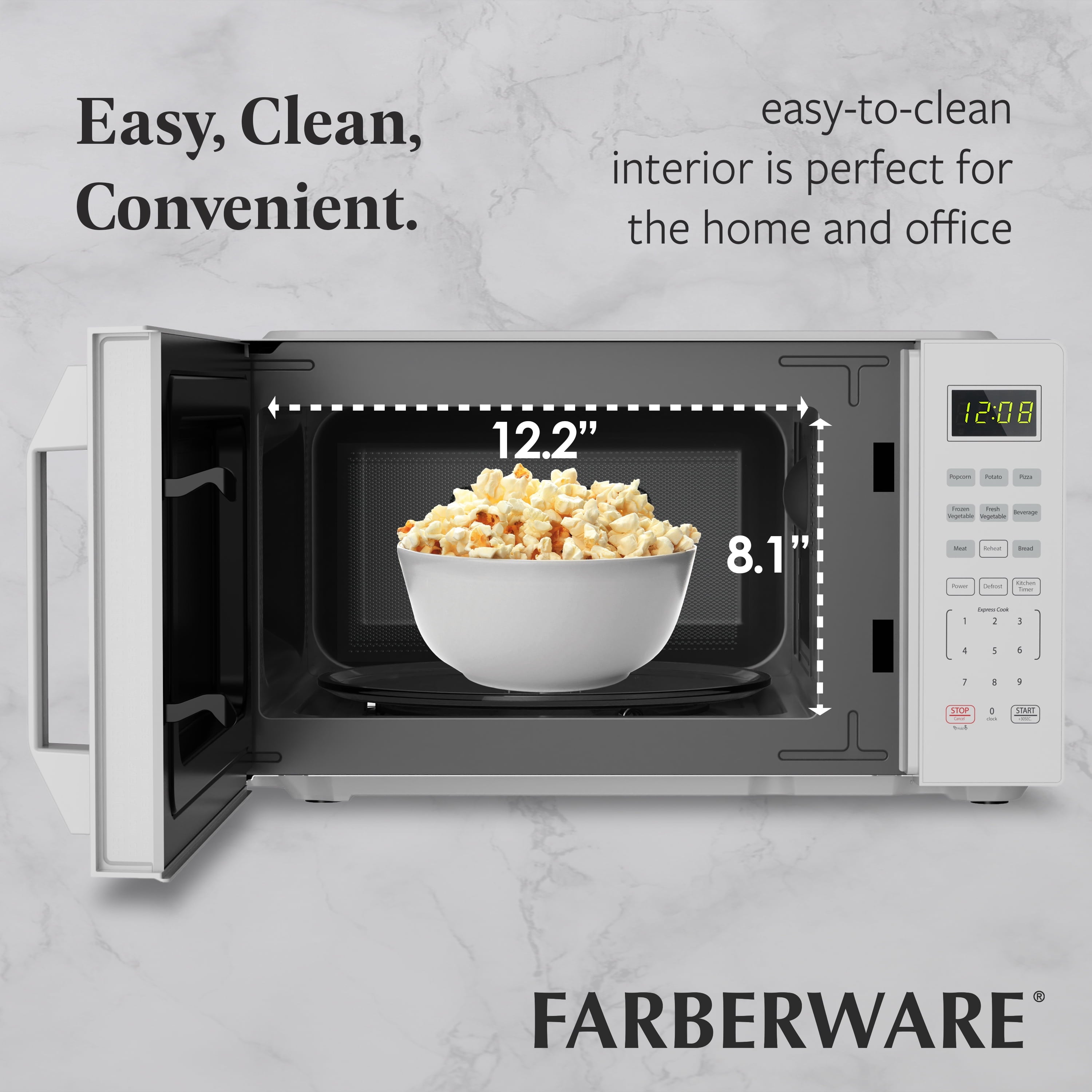 Farberware 700-Watt Compact Countertop Microwave Oven – 0.7 Cu. Ft., White